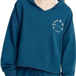 Champion Teal Hoodie with Floral Logo